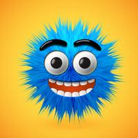 High-detailed 3D fur smiley emoticon, vector illustration