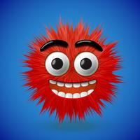 High-detailed 3D fur smiley emoticon, vector illustration