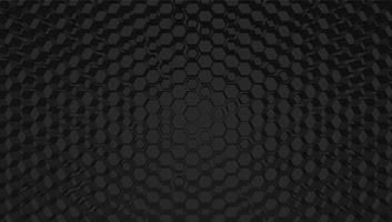 Black 3D hexagon grid tech background, vector illustration