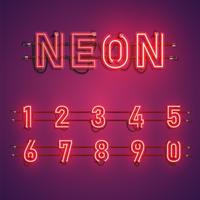 Realistic neon font with wires and console, vector illustration