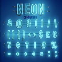 Realistic neon font with wires and console, vector illustration