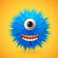 High-detailed 3D fur smiley emoticon, vector illustration