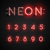 High detailed neon font set, vector illustration