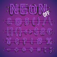 Realistic neon font with wires and console, vector illustration