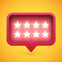 Glowing rating stars in speech bubble, vector illustration