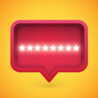 Glowing rating stars in speech bubble, vector illustration