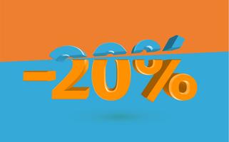 3D sale illustration with cut percentage, vector