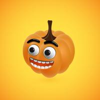 Funny halloween pumpkin face for kids, vector illustration