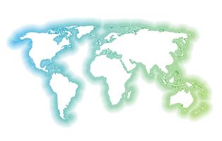 Colorful world map made by balls and lines, vector illustration