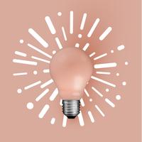 Realistic matte lightbulb with abstract background, vector illustration