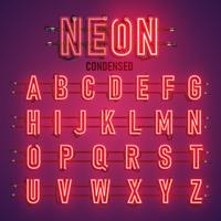 Realistic neon font with wires and console, vector illustration