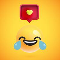 High detailed emoticon with a heart sign, vector illustration