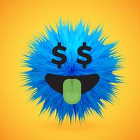 High-detailed 3D fur smiley emoticon, vector illustration