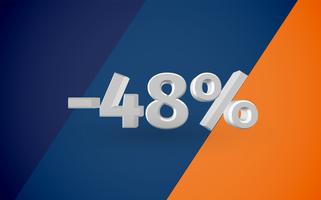 3D sale illustration with percentage, vector