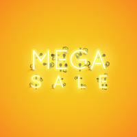 'MEGA SALE' neon sign, vector illustration