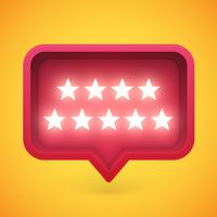 Glowing rating stars in speech bubble, vector illustration