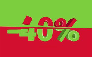 3D sale illustration with cut percentage, vector