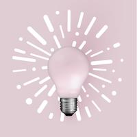 Realistic matte lightbulb with abstract background, vector illustration