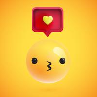 High detailed emoticon with a heart sign, vector illustration