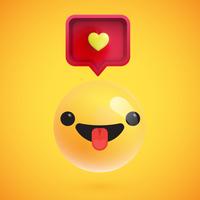 Alto emoticon detallado con un signo de corazón, ilustración vectorial vector