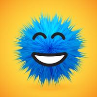 High-detailed 3D fur smiley emoticon, vector illustration