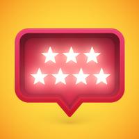 Glowing rating stars in speech bubble, vector illustration