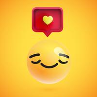 High detailed emoticon with a heart sign, vector illustration