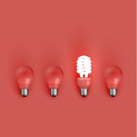 Energy saver lightbulb among old ones, vector illustration