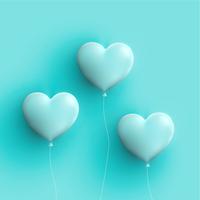 Pastel coloured 3D hearts, vector illustration