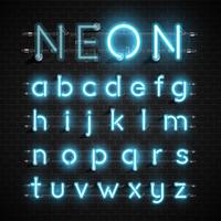 High detailed neon font set, vector illustration