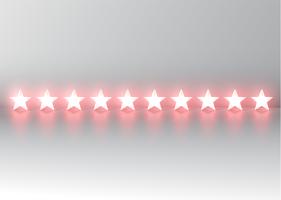 Glowing red 3D star rating, vector illustartion