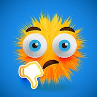 High-detailed 3D fur smiley emoticon, vector illustration