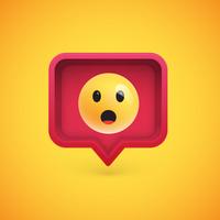 Funny 3D emoticon in 3D speech bubble, vector illustration