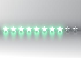 Glowing green 3D star rating, vector illustartion