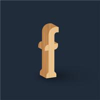 3D wood font character, vector