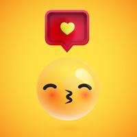 High detailed emoticon with a heart sign, vector illustration