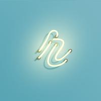 Realistic neon character from a typeset, vector