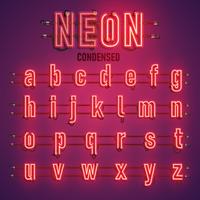 Realistic neon font with wires and console, vector illustration