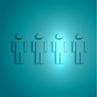 Stand out from the crowd glowing man with raised hand, vector illustration