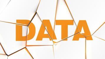 Word of 'DATA' on a broken white surface, vector illustration