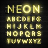 High detailed neon font set, vector illustration