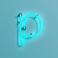 Realistic neon character from a typeset, vector