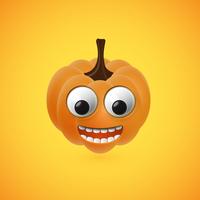 Funny halloween pumpkin face for kids, vector illustration