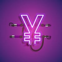 Realistic neon character with wires and console, vector illustration