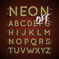 High detailed neon font set, vector illustration