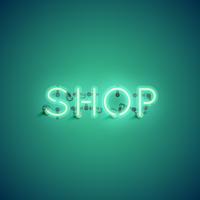 'SHOP' neon font sign, vector illustration