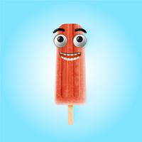 Funny emoticons on realistic icecream illustration, vector illustration