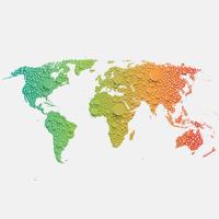 Colorful world map made by balls and lines, vector illustration
