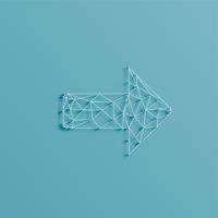 An arrow made by lines and pins, 3D realistic, vector illustration