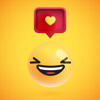 High detailed emoticon with a heart sign, vector illustration